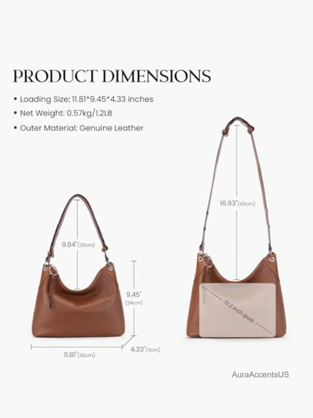Genuine Leather Hobo Bag Crossbody Soft Shoulder Purses with Adjustable Strap